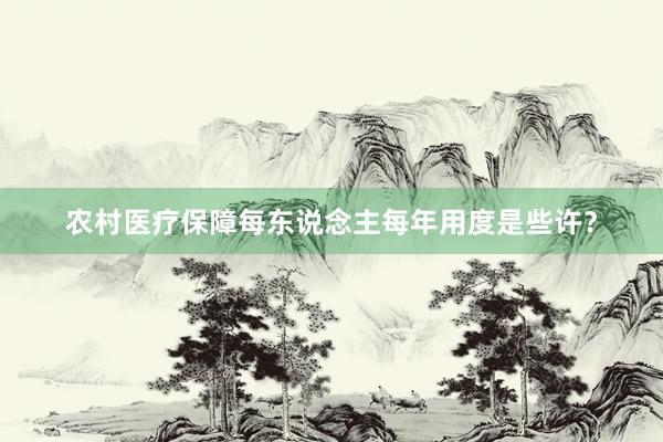 农村医疗保障每东说念主每年用度是些许？